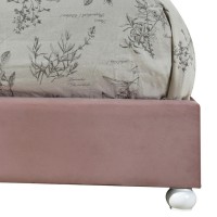 Full Bed with Button Tufted Arched Headboard, Pink
