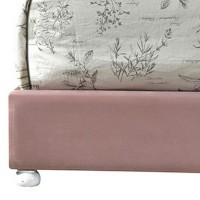 Twin Bed with Button Tufted Arched Headboard, Pink