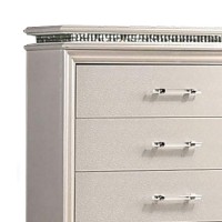 Chest with 5 Drawers and Acrylic Bar Handle, Offwhite