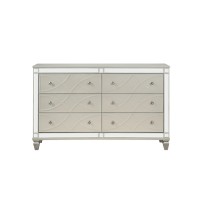 Dresser with 6 Drawers and Circular Decorative Pattern, Silver