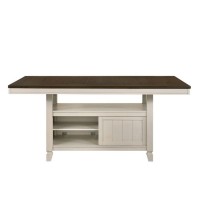 Counter Height Table with Built in Shelves, Brown and White