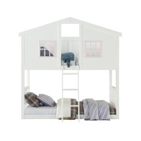 Twin Over Twin Bunk Bed with House Shape, White