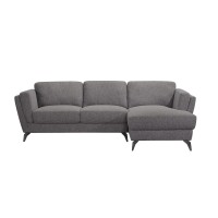 Sectional Sofa with Flared Arms and Metal Feet, Gray