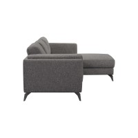 Sectional Sofa with Flared Arms and Metal Feet, Gray