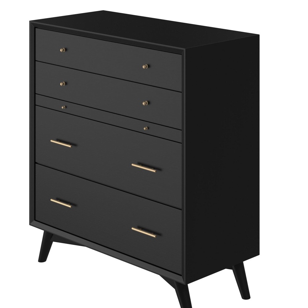 Chest with 4 Drawers and Pull Out Tray, Black