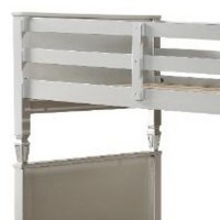 Twin Over Twin Bunk Bed with Raised Motif, Blue and Silver