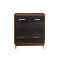 Chest with 3 Drawers and Round Legs, Brown and Black
