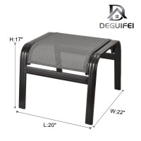 Deguifei Patio Ottomans Outdoor Foot Rest Aluminum Patio Footstool Samll Seat Wicker Furniture Patio Ottoman 2 Pieces Grey