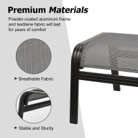 Deguifei Patio Ottomans Outdoor Foot Rest Aluminum Patio Footstool Samll Seat Wicker Furniture Patio Ottoman 2 Pieces Grey