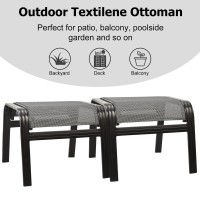 Deguifei Patio Ottomans Outdoor Foot Rest Aluminum Patio Footstool Samll Seat Wicker Furniture Patio Ottoman 2 Pieces Grey