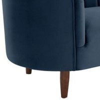 Chair with Vertical Channel Tufting and Curved Design, Blue