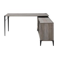 L Shape Writing Desk with 6 Open Compartments, Gray