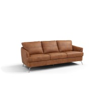 Sofa with Leatherette and Sleek Angled Metal Legs, Brown