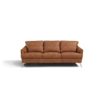 Sofa with Leatherette and Sleek Angled Metal Legs, Brown