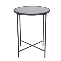 Benjara Accent Table With Round Mirrored Top, Black