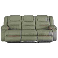 Manual Reclining Sofa with Fabric Upholstery and Pull Tab, Gray