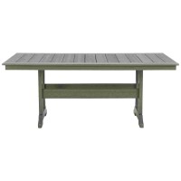 Outdoor Dining Table With Slatted Top And Umbrella Hole, Gray