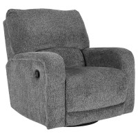 Swivel Glider Recliner with Fabric Upholstery and Track Arms, Gray