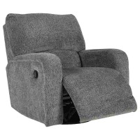 Swivel Glider Recliner with Fabric Upholstery and Track Arms, Gray