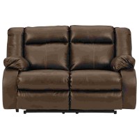 Power Recliner Loveseat with Faux Leather and Zero Draw USB Port, Brown