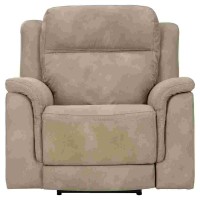Power Recliner with Flared Padded Arms and Adjustable Head, Beige
