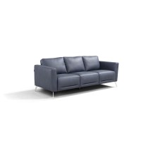 Sofa with Leatherette and Sleek Angled Metal Legs, Gray