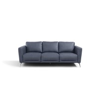 Sofa with Leatherette and Sleek Angled Metal Legs, Gray