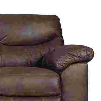 Manual Reclining Sofa with Fabric Upholstery and Pull Tab, Brown