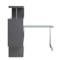 Writing Desk with 4 Swivel Etagere Shelf and Casters, Gray