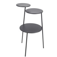 3 Tier Accent Table with Round Metal Top, Black