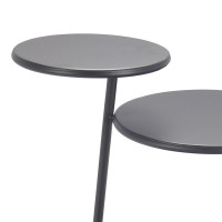 3 Tier Accent Table with Round Metal Top, Black
