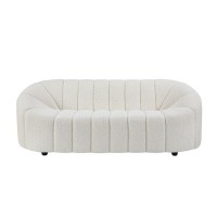 Sofa with Textured Fabric and Vertical Channel Tufting, White