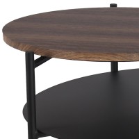 2 Tier Accent Table with Round Metal Top, Brown