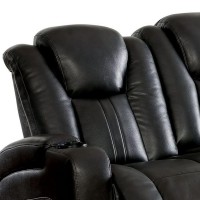 Power Recliner Sofa with Reading Light and Storage Arms, Black