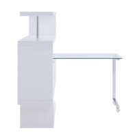 Writing Desk with 4 Swivel Etagere Shelf and Casters, White