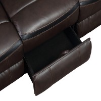 Glider Recliner Loveseat with Leatherette and Flared Padded Arms, Brown