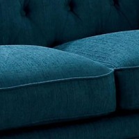 Loveseat with Button Tufted Backrest and Rolled Design Arms, Blue