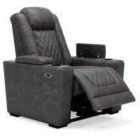 Power Recliner with Adjustable Headrest and Cup Holders, Gray