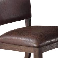 Counter Height Chair with Leatherette Seat and Rivets, Set of 2, Brown