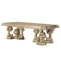 Dining Table with Hollow Carving, Gold Finish