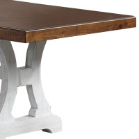 Dining Table with Trestle Base and Extension Leaf, Black and Brown