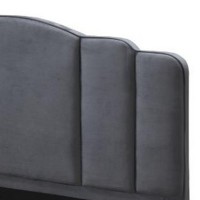 Eastern King Bed with Channel Tufted Headboard , Charcoal Black