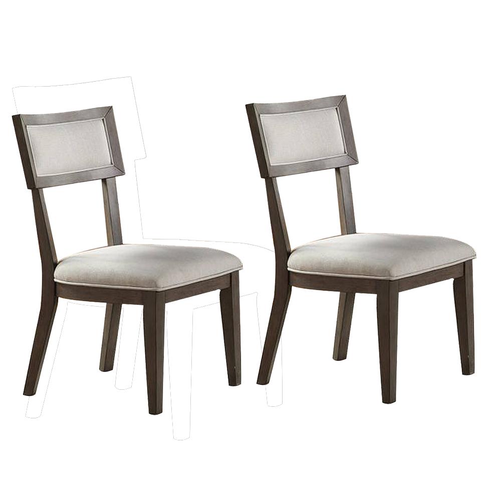 Side Chair with Padded Seat and Curved Panel Back, Set of 2, Beige