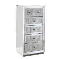 Storage Cabinet with 6 Drawers and Faux Diamond Inlays, Silver