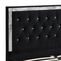 Eastern King Bed with Diamond Tufted Headboard , Black