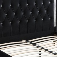 Eastern King Bed with Diamond Tufted Headboard , Black