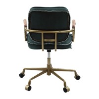 Office Chair with Leather Seat and Button Tufted Back, Green