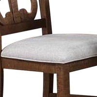 Side Chair with Fabric Seat and Cut Out Backrest, Set of 2, Brown