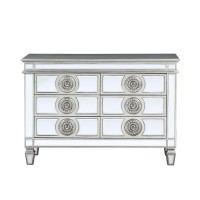 Server with 6 Mirrored Drawers and Medallion Front, Silver