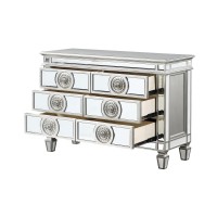 Server with 6 Mirrored Drawers and Medallion Front, Silver